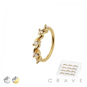 12PCS OF CZ MULTI SWIRL 316L SURGICAL STEEL HOOP NOSE RING BOX